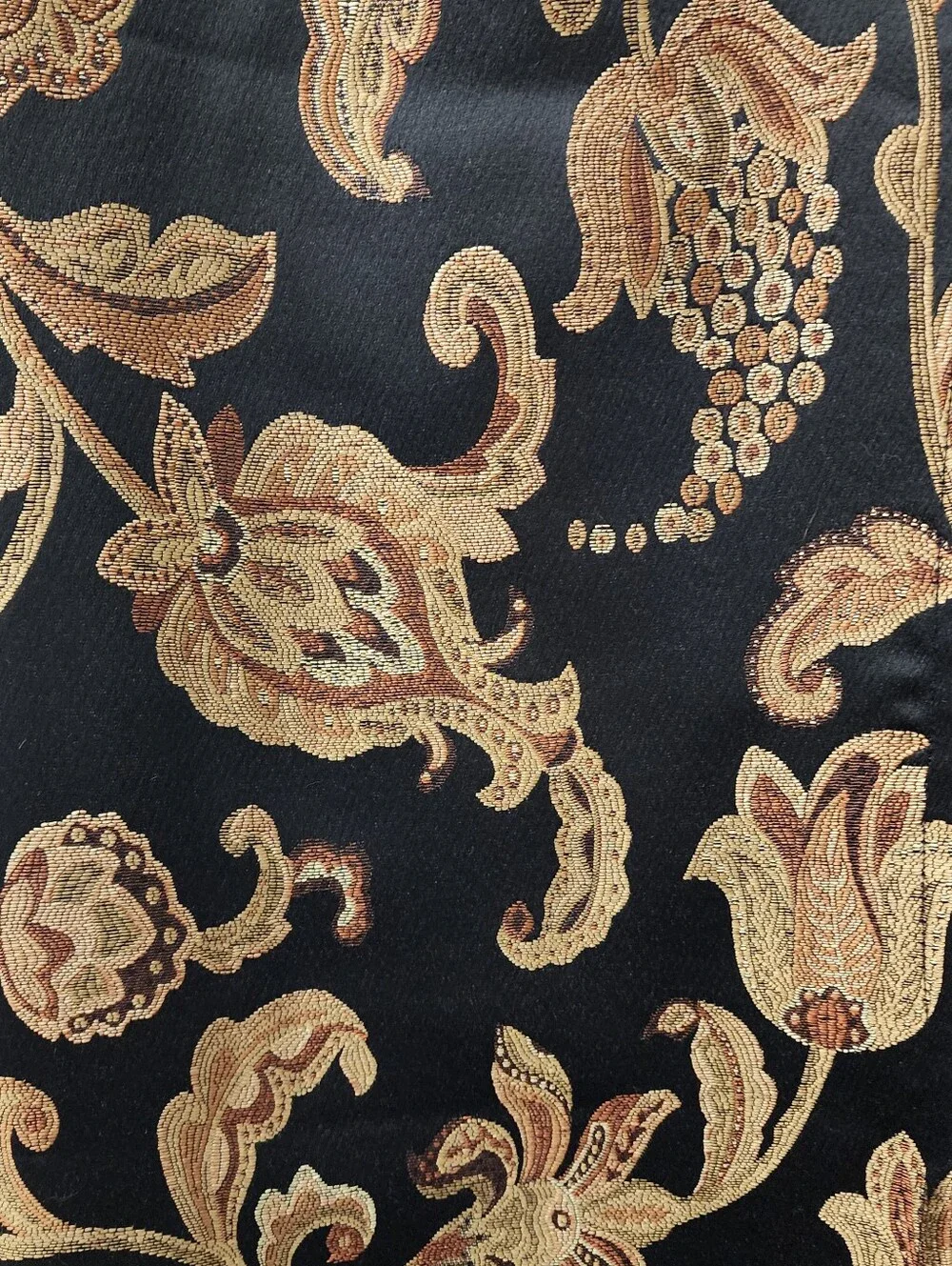 JC Penney 2 Black & Gold Jacquard Drapery Curtain Panels Elegant 50